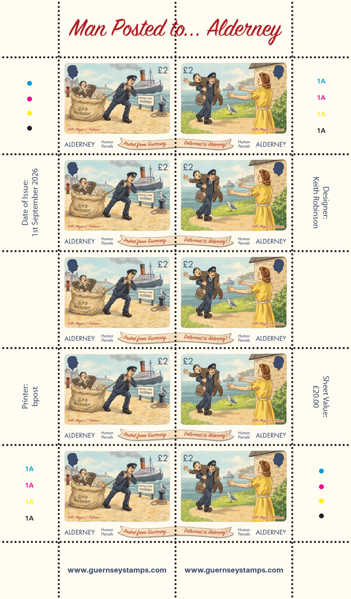 Alderney  Sheets of 5 se-tenant pairs